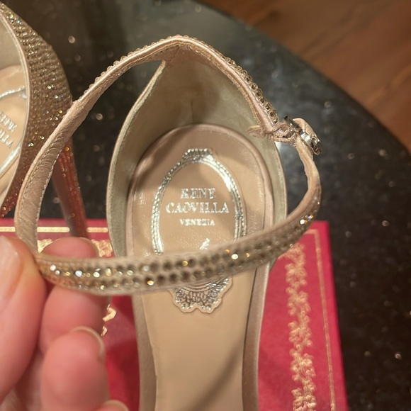 Rene Caovilla 130 MM Crystal Embellished Satin Platform Sandals - Picture 6 of 16